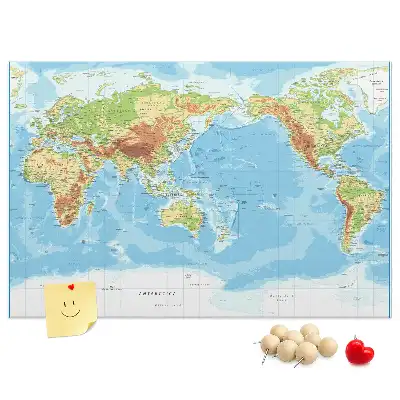 Tableau en liège déco Carte physique du monde