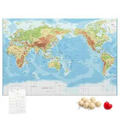 Tableau en liège déco Carte physique du monde