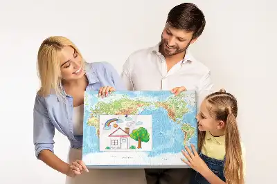 Tableau en liège déco Carte physique du monde