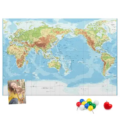 Tableau en liège déco Carte physique du monde