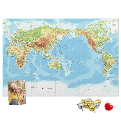 Tableau en liège déco Carte physique du monde