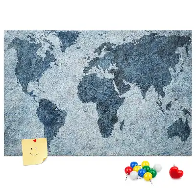 Tableau en liège décoratif carte du monde peinte