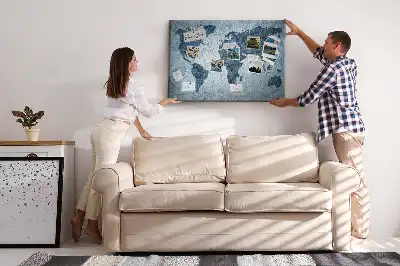 Tableau en liège déco Carte du monde peinte