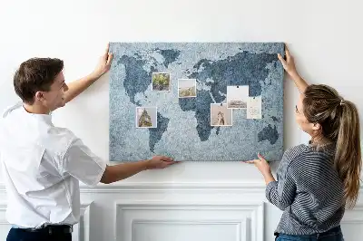 Tableau en liège déco Carte du monde peinte
