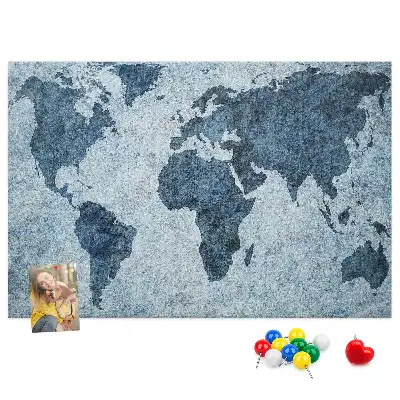 Tableau en liège déco Carte du monde peinte