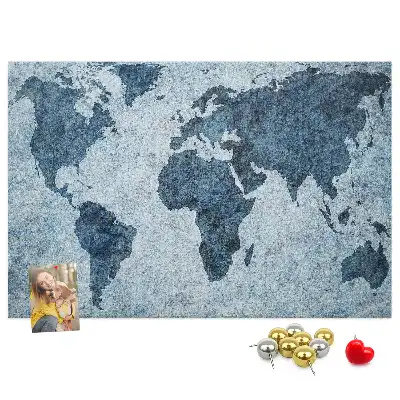 Tableau en liège déco Carte du monde peinte