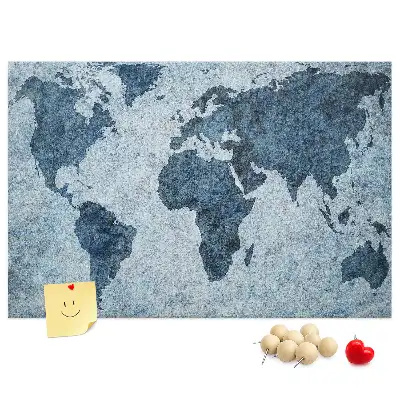 Tableau en liège déco Carte du monde peinte