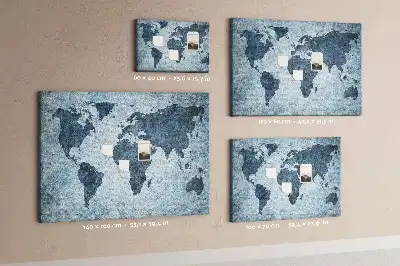 Tableau en liège déco Carte du monde peinte