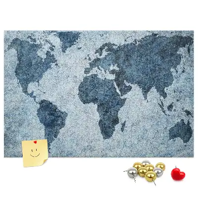 Tableau en liège déco Carte du monde peinte