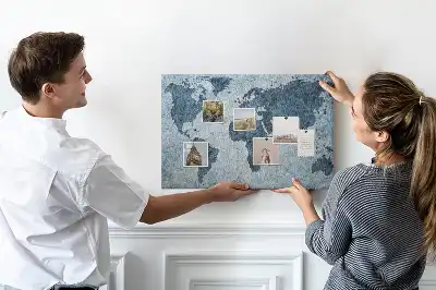 Tableau en liège déco Carte du monde peinte