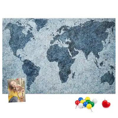 Tableau en liège déco Carte du monde peinte