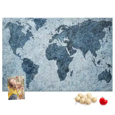 Tableau en liège déco Carte du monde peinte