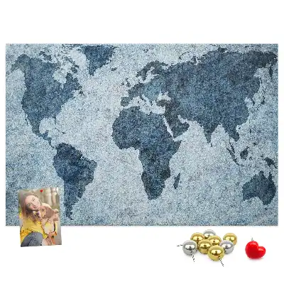 Tableau en liège déco Carte du monde peinte