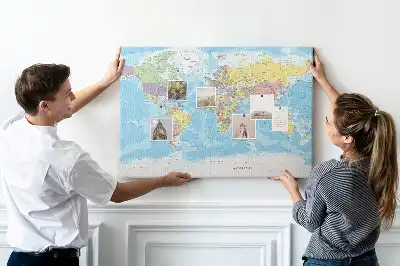 Tableau en liège déco Division administrative du monde