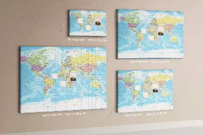 Tableau en liège déco Division administrative du monde