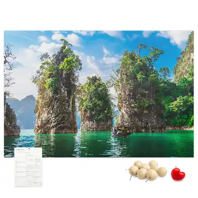 Tableau en liège déco Lac arbres nature