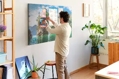 Tableau en liège déco Lac arbres nature
