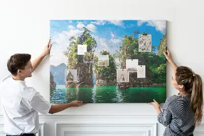 Tableau en liège déco Lac arbres nature