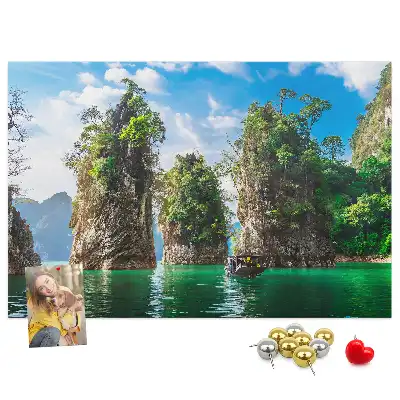 Tableau en liège déco Lac arbres nature