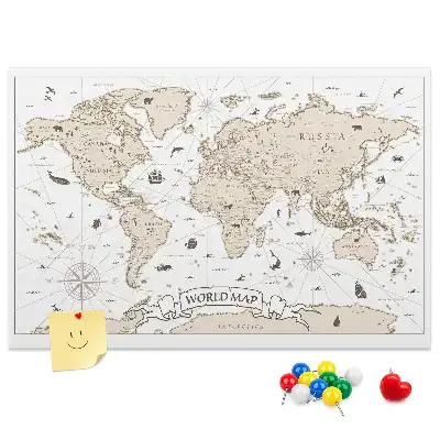 Tableau d’affichage en liège Atlas du monde vintage vieilli