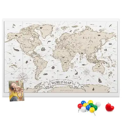 Tableau d’affichage en liège Atlas du monde vintage vieilli