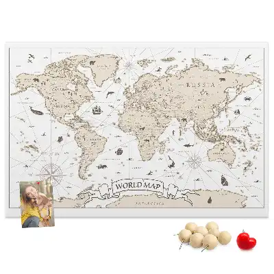Tableau d’affichage en liège Atlas du monde vintage vieilli