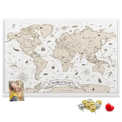 Tableau d’affichage en liège Atlas du monde vintage vieilli