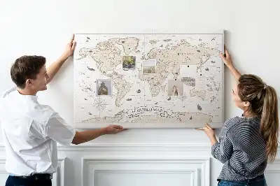 Tableau d’affichage en liège Atlas du monde vintage vieilli