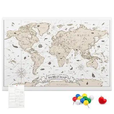 Tableau d’affichage en liège Atlas du monde vintage vieilli