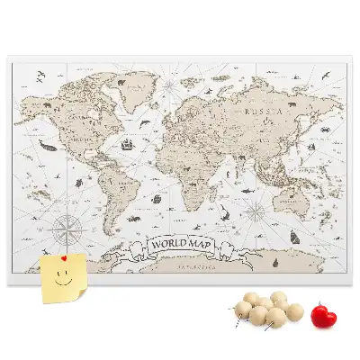 Tableau d’affichage en liège Atlas du monde vintage vieilli