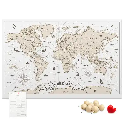 Tableau d’affichage en liège Atlas du monde vintage vieilli
