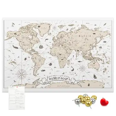 Tableau d’affichage en liège Atlas du monde vintage vieilli