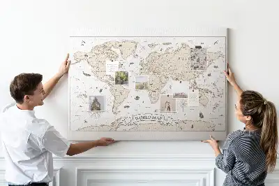 Tableau d’affichage en liège Atlas du monde vintage vieilli