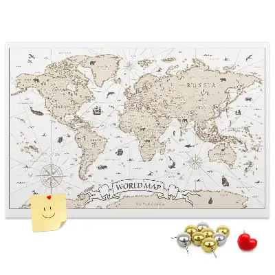 Tableau d’affichage en liège Atlas du monde vintage vieilli