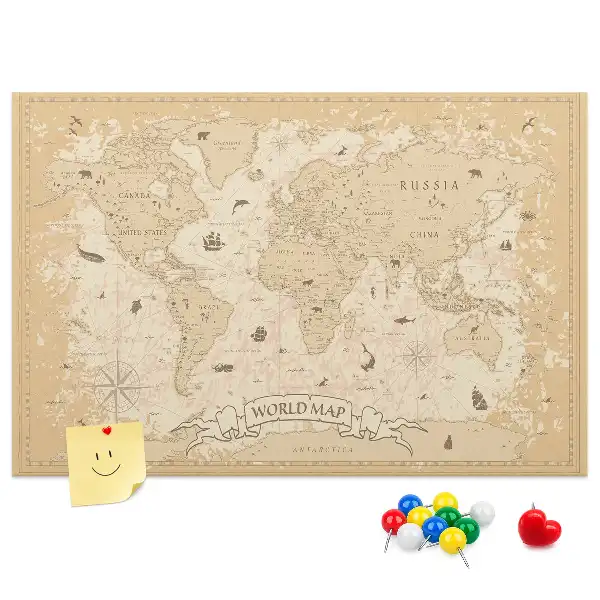 Tableau en liège déco Carte rétro classique du globe