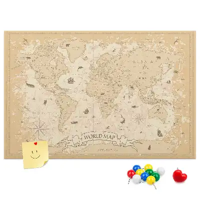 Tableau en liège décoratif carte du globe rétro classique