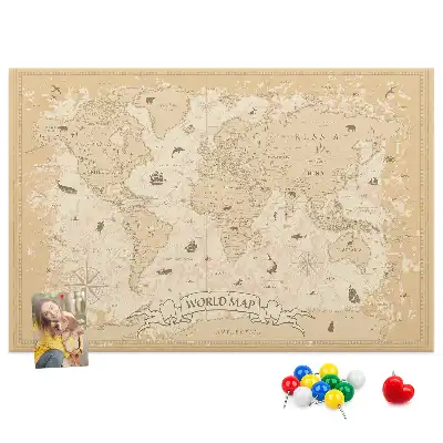 Tableau en liège déco Carte rétro classique du globe