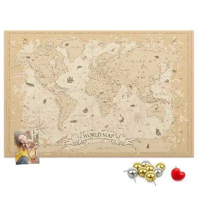 Tableau en liège déco Carte rétro classique du globe
