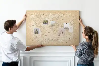Tableau en liège déco Carte rétro classique du globe