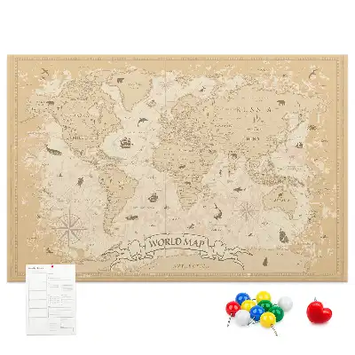 Tableau en liège déco Carte rétro classique du globe