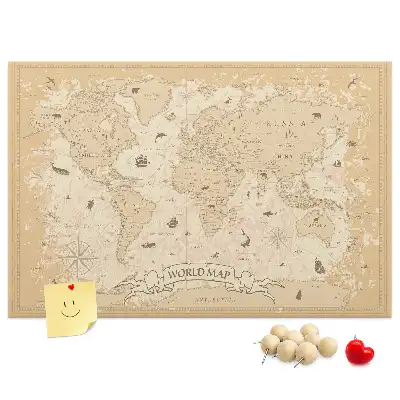 Tableau en liège déco Carte rétro classique du globe