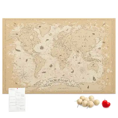 Tableau en liège déco Carte rétro classique du globe