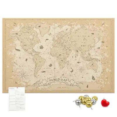 Tableau en liège déco Carte rétro classique du globe
