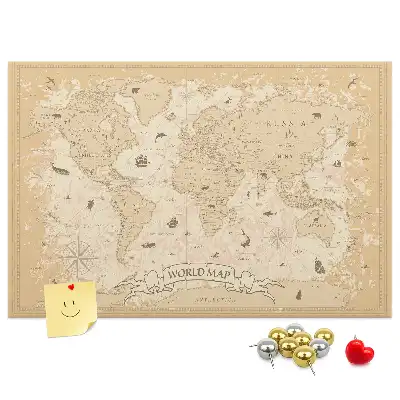 Tableau en liège déco Carte rétro classique du globe