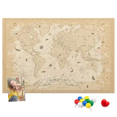Tableau en liège déco Carte rétro classique du globe