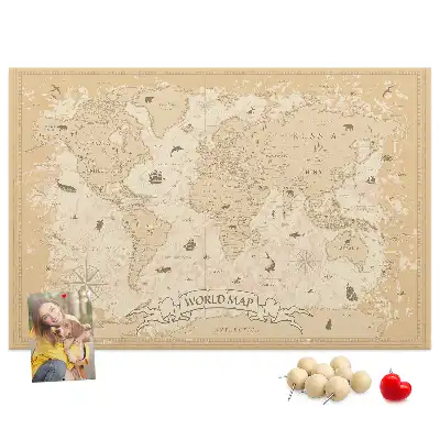 Tableau en liège déco Carte rétro classique du globe