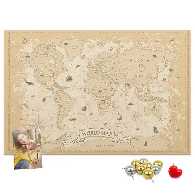 Tableau en liège déco Carte rétro classique du globe