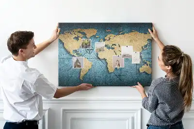 Tableau de liège Globe avec effet de profondeur