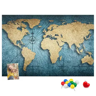 Tableau de liège Globe avec effet de profondeur