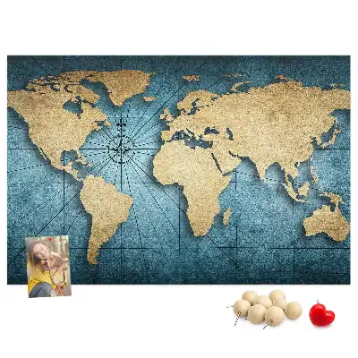 Tableau de liège Globe avec effet de profondeur